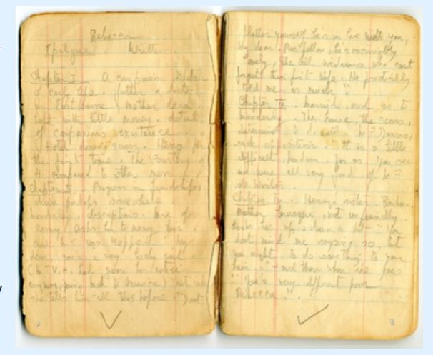A very fragile item in our collections is a tiny notebook in which Daphne du Maurier plotted out early notes for the novel 'Rebecca'. A digital preservation copy enables researchers to continue to study this item in our reading room. [EUL MS 144/1/1/4] #Archive30 #ConservationWin