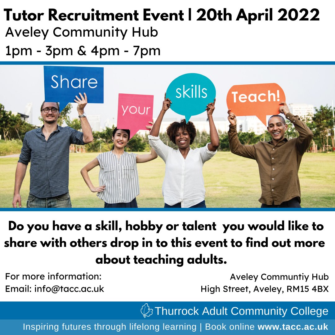 We are seeking tutors for a range of adult education classes. This could be an opportunity to supplement your current income by sharing a skill or talent with others? Come and talk to us at our careers event on 20th April. #careersfair #Holex