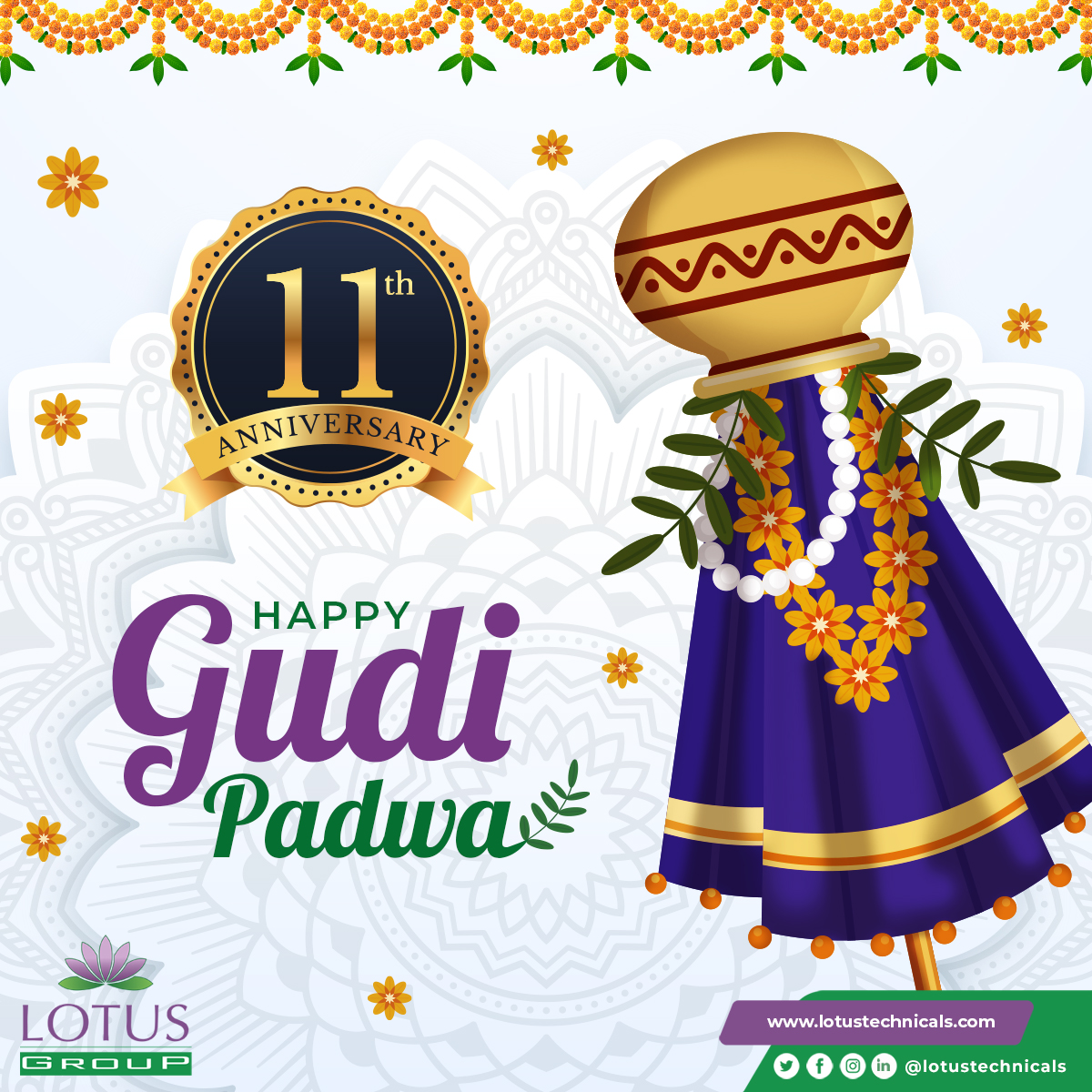 LotusTechnicals's tweet photo. Gudi Padwa marks the double celebration for the Lotus Family- as we celebrate the arrival of the spring season as well as our anniversary. Which makes this day very special for Lotus Family.
We wish you a #HappyGudiPadwa 
#LotusGroup #Celebration #PharmaEngineering #AfricaPharma https://t.co/a7oiln1XOV
