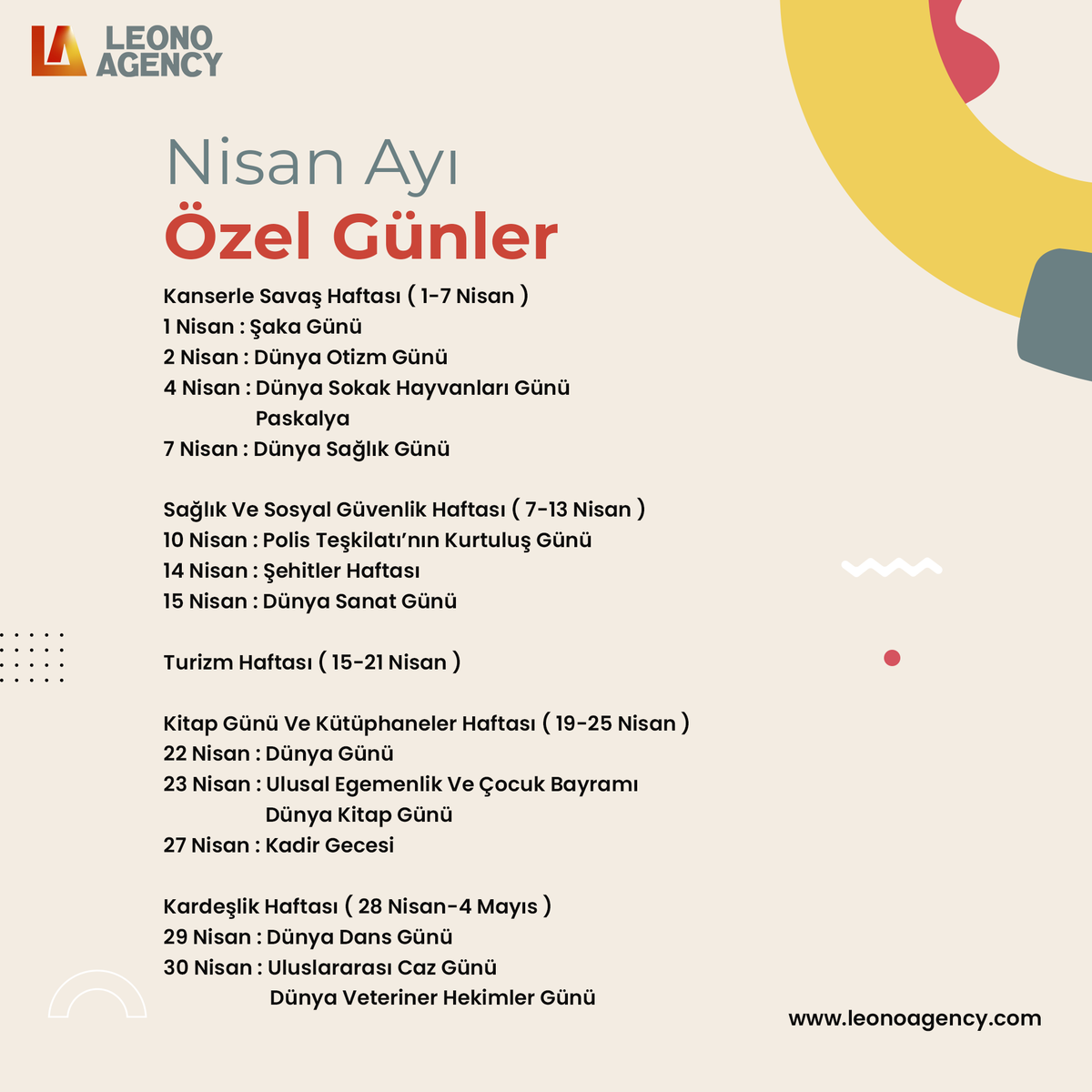 #Nisan Ayı Özel Günler🙂