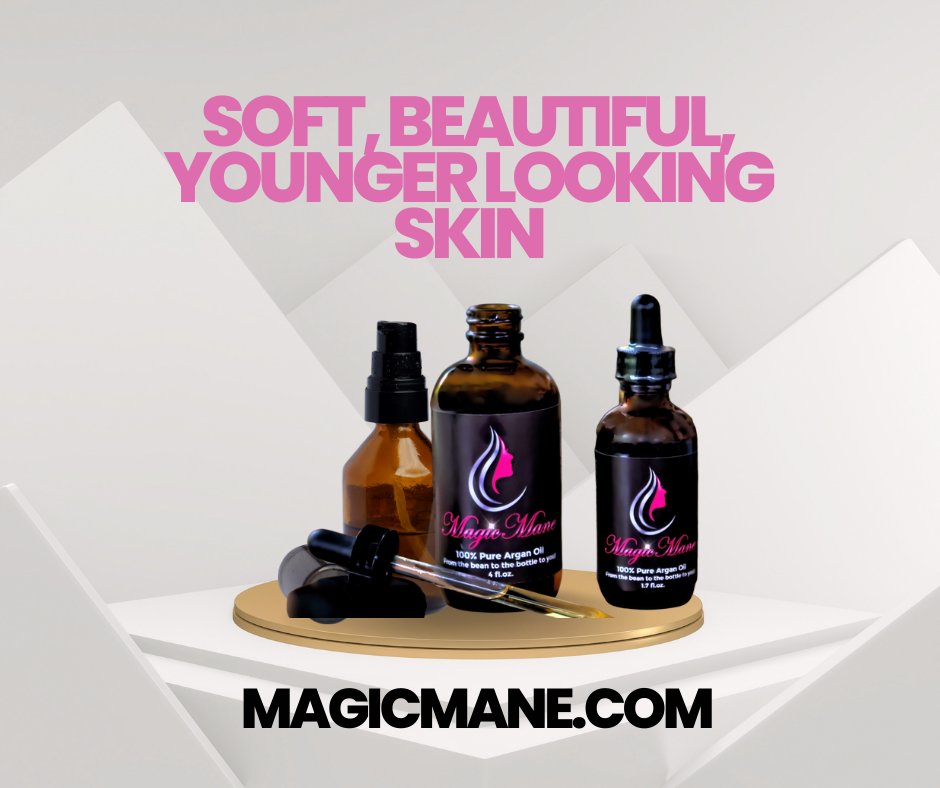 30 days or less to soft, supple, younger looking skin!  Guaranteed or your money back!  #organicskincare #magicmane #arganoil #youngerlookingskin