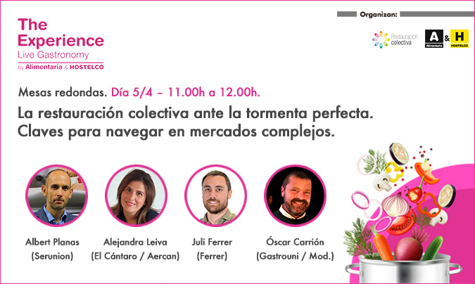 Rest_colectiva's tweet photo. MESAS REDONDAS ALIMENTARIA&HOSTELCO
Día 05/4 – 11.00h a 12.00h.
La restauración colectiva ante la tormenta perfecta. Claves para navegar en mercados complejos.
@Rest_colectiva @Serunion @ferrer_cong
@gastrouni #Aercan #CateringElCantaro #TodosSomosRC
https://t.co/MDCvbU8OeG https://t.co/D5WhSLaqNG