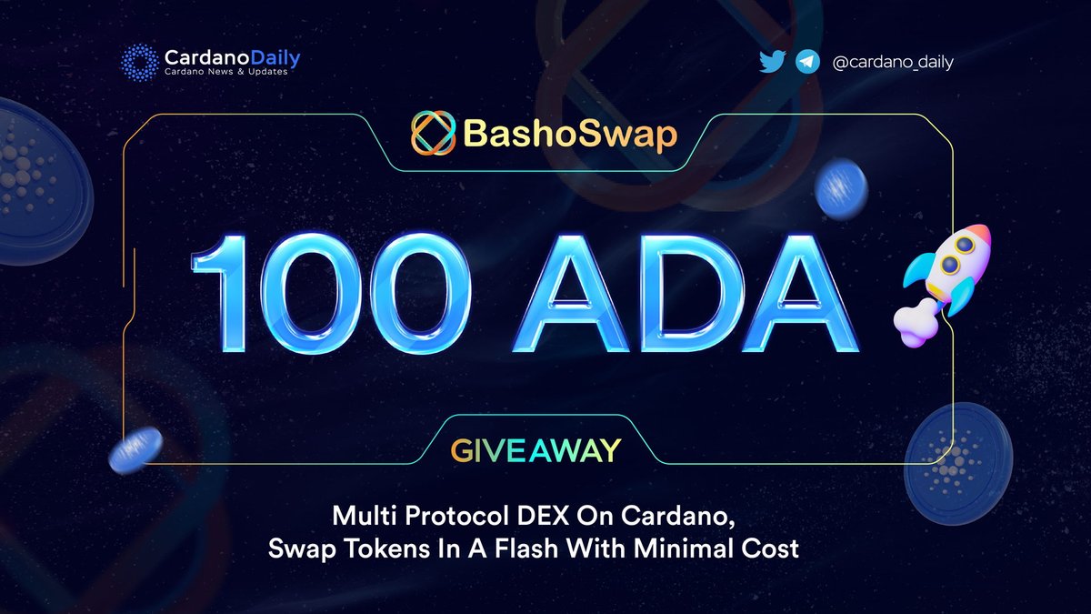 cardano_5pc's tweet photo. 🤑 Giveaway 100 $ADA || 48 HOURS ⏳

📍 Like/RT
📍 Follow @basho_swap @cardano_daily
📍 Join Telegram https://t.co/PvVJ4q0plI

🎁 Prizes: 2 winners, 50 $ADA each

#BashoSwap #Giveaway #Airdrop #cryptocurrency #crypto #Cardano #ADA #CardanoADA #blockchain #CardanoCommunity #news https://t.co/we1RBKVDlM