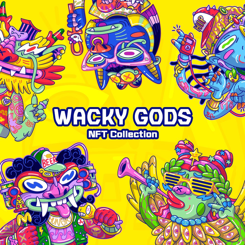 WackyGods's tweet photo. 🎉Here comes the #WackyGods!
🗿Wacky Gods #NFT collection by #JumpingLomo x #CrossStudio
👉Join our discord to hang with the #holygang!
https://t.co/b46bOVC2CW https://t.co/2SdjitG5hV