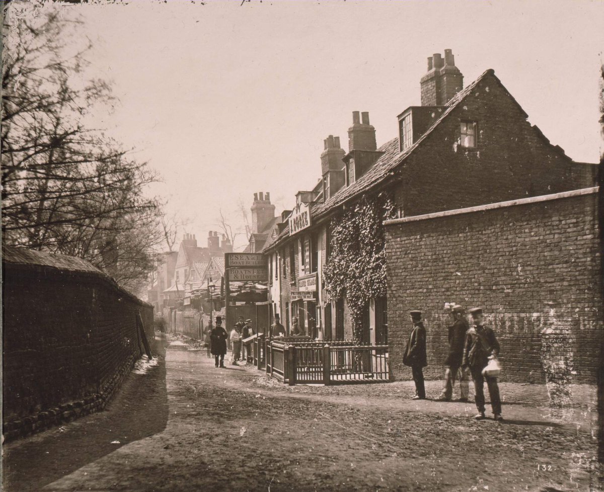 LambethArchives's tweet photo. Bishop's Walk, #Lambeth, before demolition to make way for St. Thomas' Hospital and the Embankment. The left-hand wall is that of @lambethpalace . This photograph was taken by William Strudwick using the 'wet plate' method in a home-made portable studio, dated 18th April 1866. https://t.co/cVtRYOQRQh
