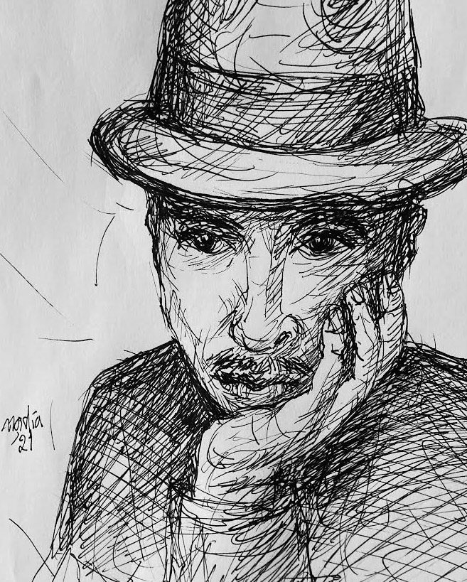NadiaVanDessel's tweet photo. Pen and ink portrait.✒️#manwithhat #portrait #portraitart #portraitdrawing #ink #ArtistOnTwitter #drawing #sketch #artshare #WomensArt https://t.co/7jW9nkmiaf
