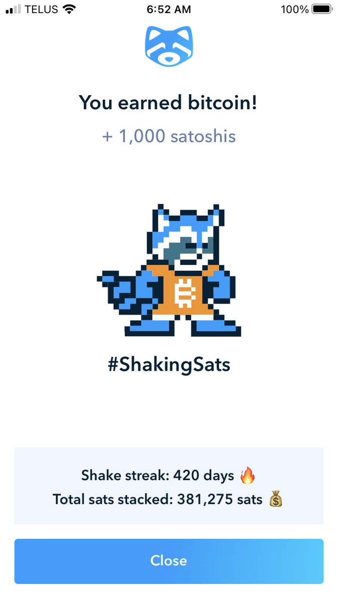 Rayonthebruce's tweet photo. Hey @shakepay check out this shake streak!  Is it worthy of some swag? https://t.co/HYpsMnOj2k