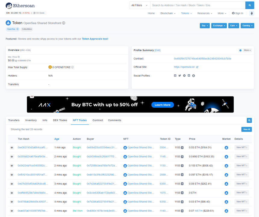 etherscan's tweet photo. Newly added: NFT Trades tab!

Head to any ERC-721 or ERC-1155 token page to see the latest trades involving that token in top marketplaces https://t.co/bOxJLwJsyV
