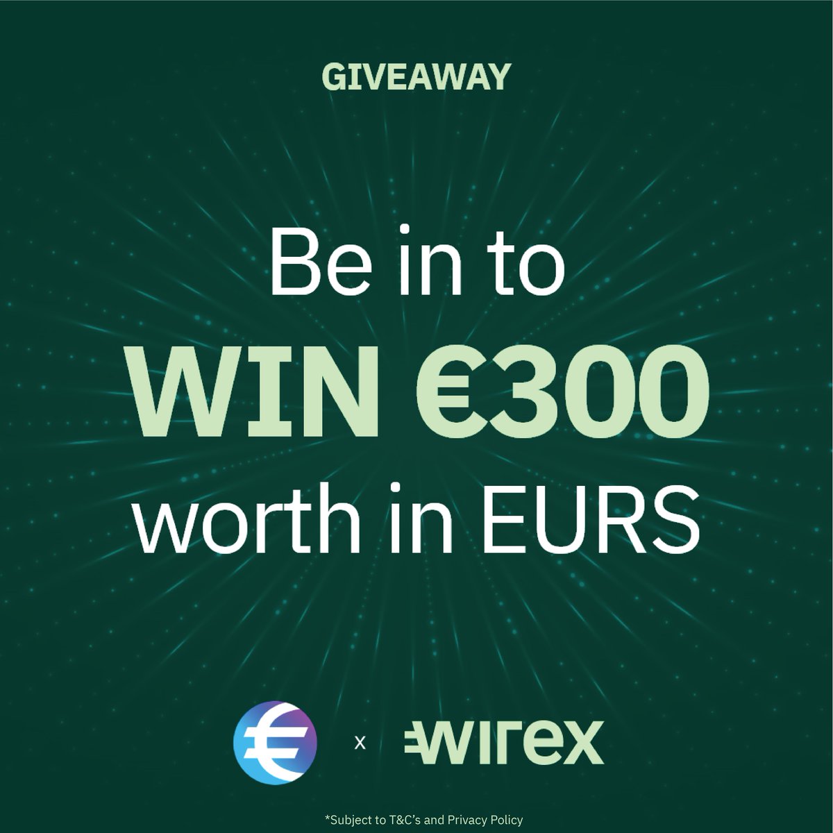 💸 #GIVEAWAY 💸 Be in to #WIN €300 in #EURS, the  largest euro-backed #stablecoin!
1️⃣ Follow <a href="/wirexapp/">Wirex</a>  and <a href="/stasisnet/">STASIS/EURS</a> 
2️⃣ Tag 3 friends
3️⃣ RT 

🗓️ Winner announced on April 04 2021. Subject to T&amp;Cs and Privacy Policy: community.wirexapp.com/t/social-givea…