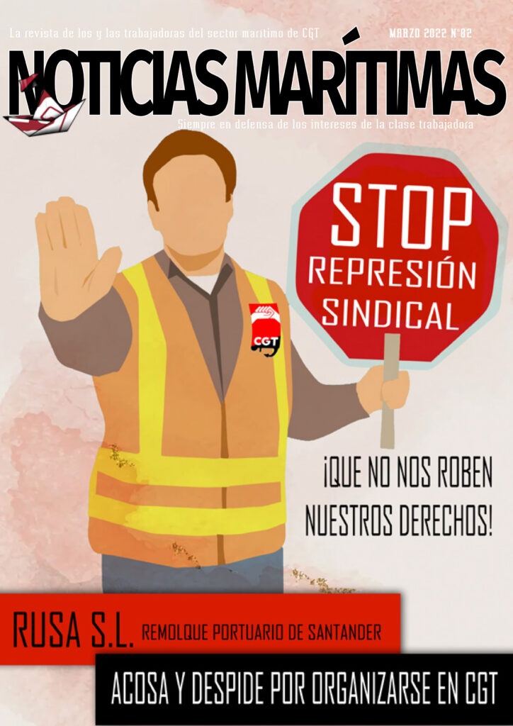 [Mar y Puertos]

🛳 Ya tenemos listo el nº 82 de #NoticiasMarítimas, de lxs compañerxs de <a href="/cgtmar/">cgt mar y puertos</a>, correspondiente al mes de marzo de 2022 con los siguientes contenidos…