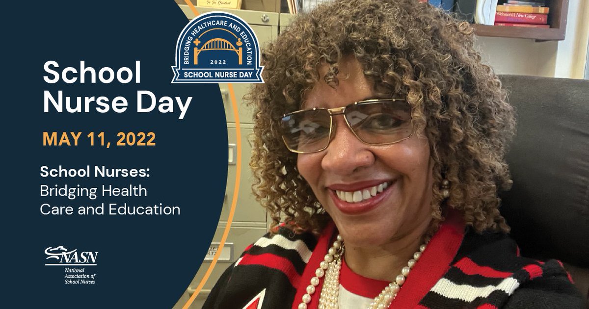 We are leaders Bridging Healthcare and Education: #SND2022 on May 11. #schoolnurses schoolnurseday.org
Photo: Cynthia Samuel PhD, RN, CSN-NJ from Grove Street Elementary School. Thank you for the photo and for doing the critical work of caring for students.