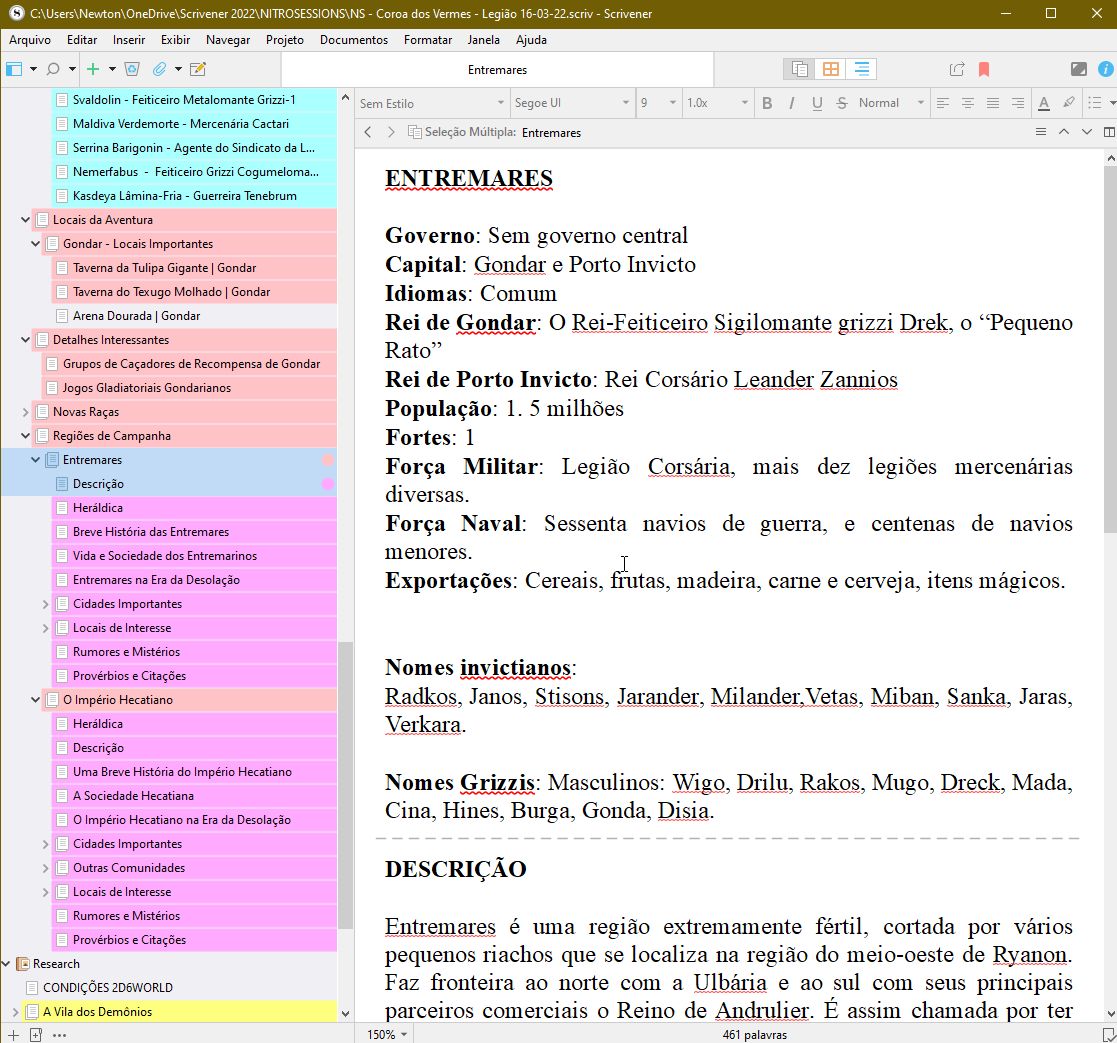 tionitro's tweet photo. Milagres da tecnologia! Não sei nem mais como era organizar campanha de RPG sem o SCRIVENER! 😅| Campanha Coroa dos Vermes - Legião RPG 2d6WORLD PbtA #scrivener #2d6world #nitrosessions #RPG https://t.co/8Q4dZTA54b