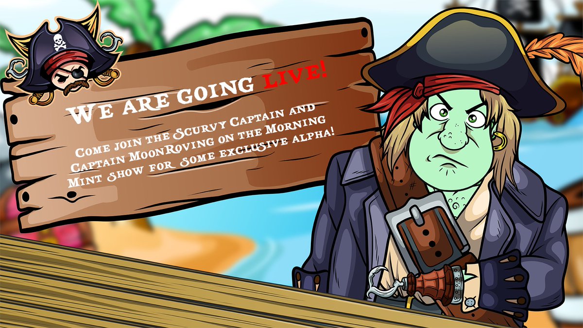 ScurvyPiratesIO's tweet photo. In just 2 hours we go live with @MoonRovingBTC! Make sure to pop in as we share our projects utility for the first time!

https://t.co/GfJTfv0Q0P https://t.co/bnmN8ddCR5