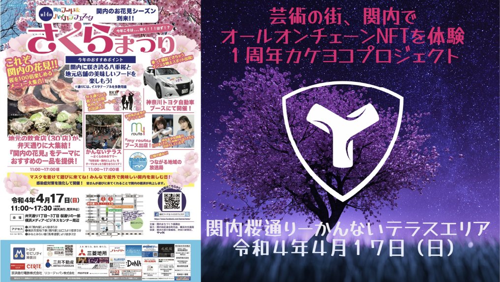 nrq_jp's tweet photo. 【🌸#Symbol 1st Anniversary🌸】
今年も関内さくらまつりで"Symbol"#やる !
「「NFTで地域と繋がる」」
日程:2022年4月17日(日) 11:00~16:00
場所:関内桜通り(横浜市中区相生町3丁目61番地 付近)
✅関内と繋がるNFT、来場者プレゼント!
✅未来創造体験
#カケヨコ #XYMCity #web3town https://t.co/lHQu3jjWsg