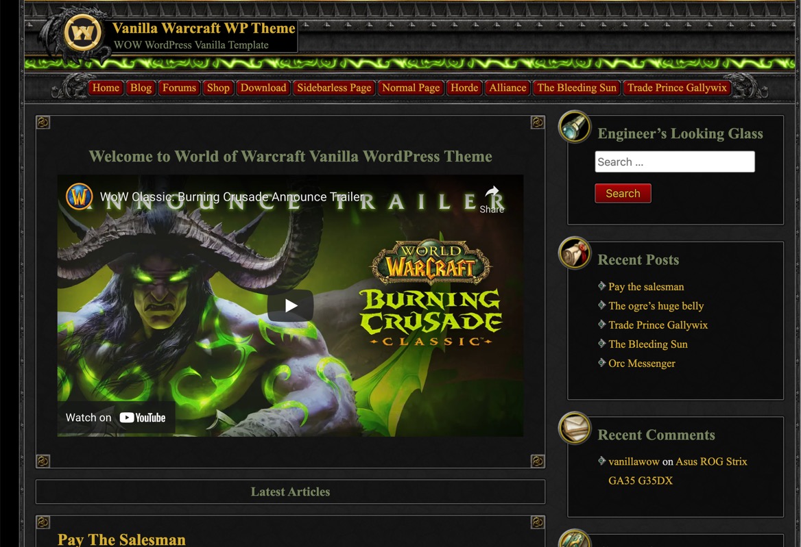 WarcraftWP's tweet photo. WOW Vanilla WordPress theme 👉https://t.co/mJyp9fP2yc comes with custom coded front-page that let you insert videos that remain there regardless of the resent post blogroll.
#Warcraft #WOWclassic #GamerBlogger #TwitchBlogger #YouTuberBlogger #StreamerBlogger #mmorpg #Wordpress https://t.co/2ilZLvyqWJ