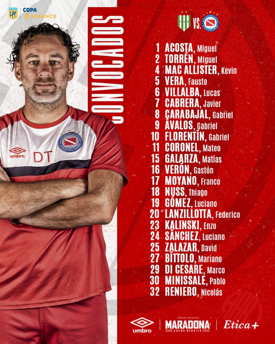 ARGENTINOS'UN MAÇI VAR!!!!! 

🏆#CopaBinance - 8. hafta maçı
🆚 Banfield
🏟️ Florencio Sola Stadı
⏱️ 🇹🇷 TSİ 03.30
⚖️ Nazareno Arasa
📺 Türkiye yayını yok

#VamosBicho
#DeLaPaternalAlMundo