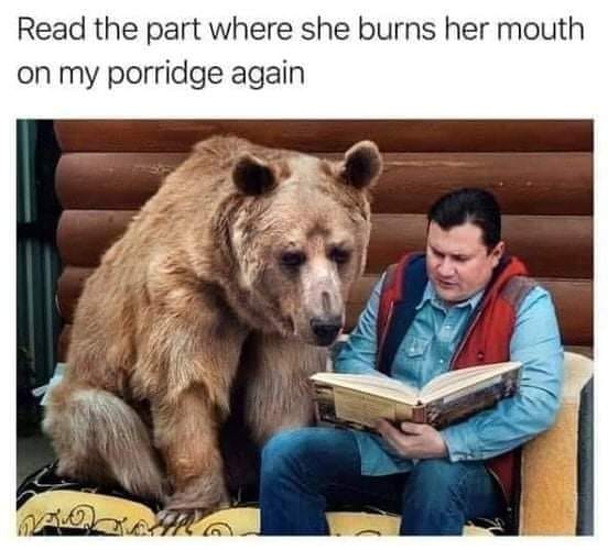 HeatherWeidner1's tweet photo. Get to the good part... #ThreeBears #Goldilocks #porridge #stories #readmeastory #bears https://t.co/XZ6XuwZYSk