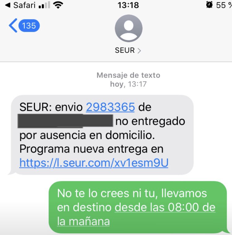 fernandohelado's tweet photo. Que poco profesionales sois @SEUR_responde https://t.co/lciNGZfucw