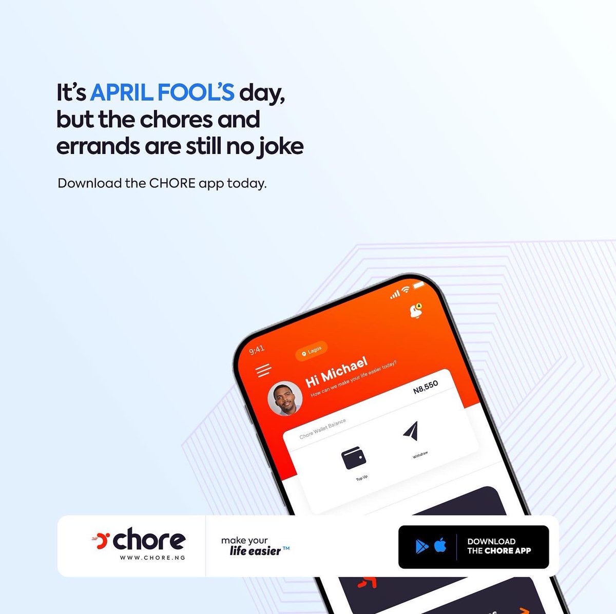 Happy New Month, tweeps.

We all have crazy memories of April Fool’s day. Tell us your most memorable one, and we’ll reward the funniest entry.
Remember to tag your friends too. 😌
.
#AprilFoolsDay #HappyNewMonth #chore