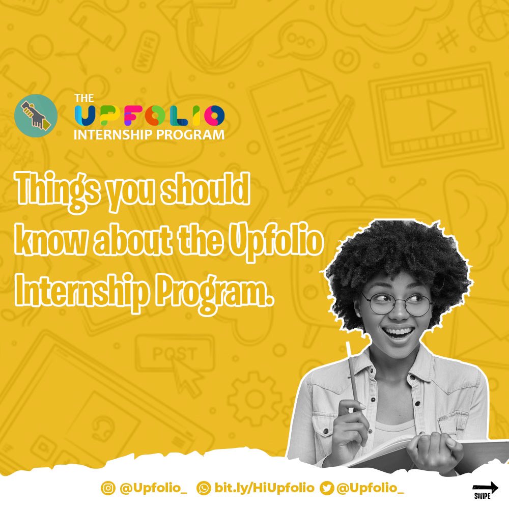 Upfolio_'s tweet photo. Through the UIP, we aim to place potential interns in different work environment of their dreams to allow them gain meaningful experience and skills to thrive in any work environment and also reduce the rate of unemployment in the Nigerian society.

#uip #upfolio https://t.co/ZZLnN3dLSk