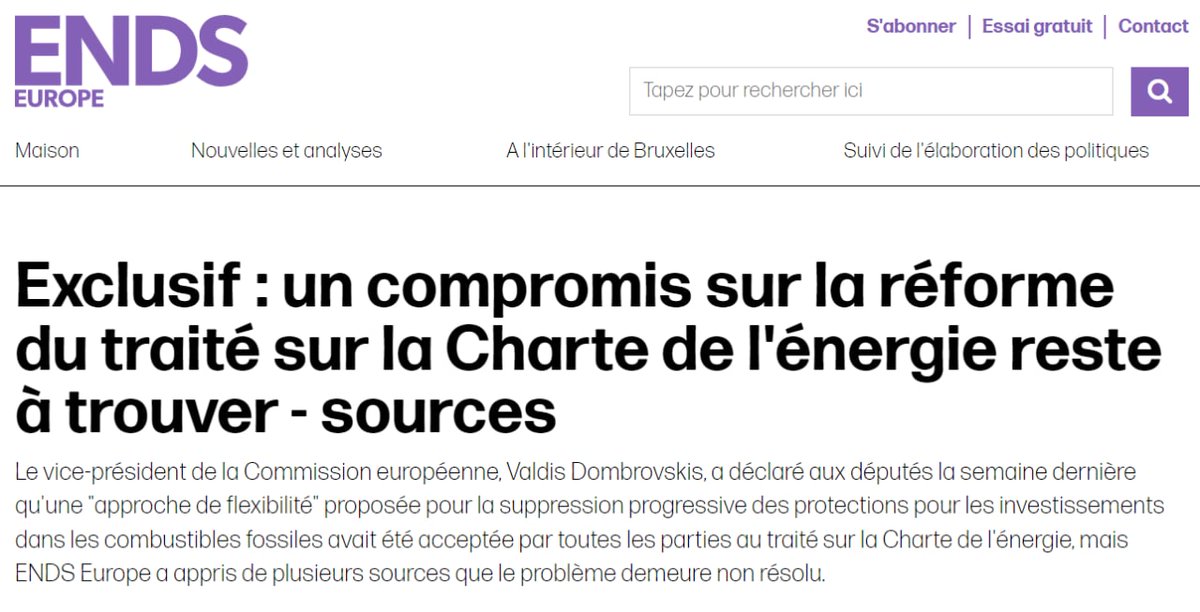 Le vice-président de la Commission 🇪🇺 @VDombrovskis a menti devant le Parlement 🇪🇺 pour couvrir l'échec de la réforme du traité sur la charte de l'énergie. La Commission est-elle prête à tout pour protéger l'assurance vie des énergies fossiles ? Honteux ! #NoECT