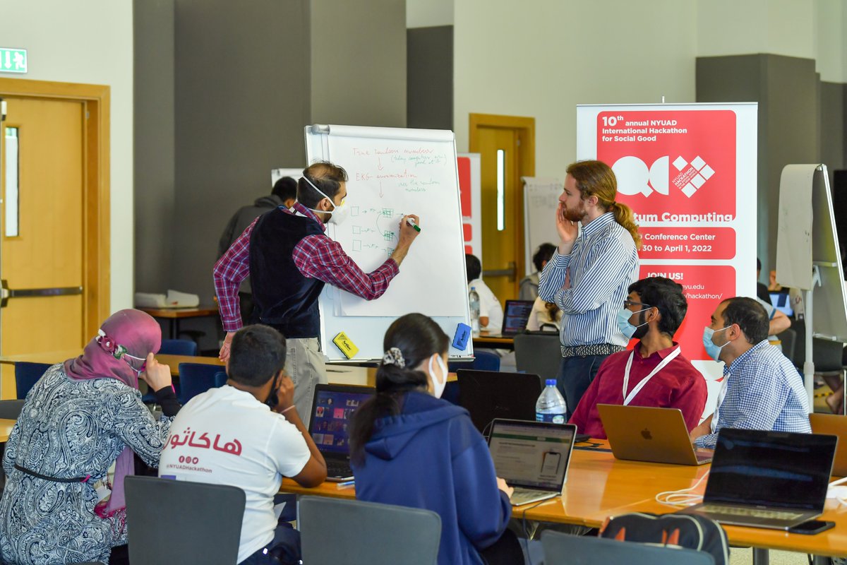 NYUADHackathon's tweet photo. Our hackers have been working for the past three days to create a project using quantum computing. The projects have all been amazing so far! 
#nyuadhack #nyuad #nyu #nyush #hackathons #socialgood #quantumcomputing #uae #arab #global #socialgood https://t.co/P9Molscq5i