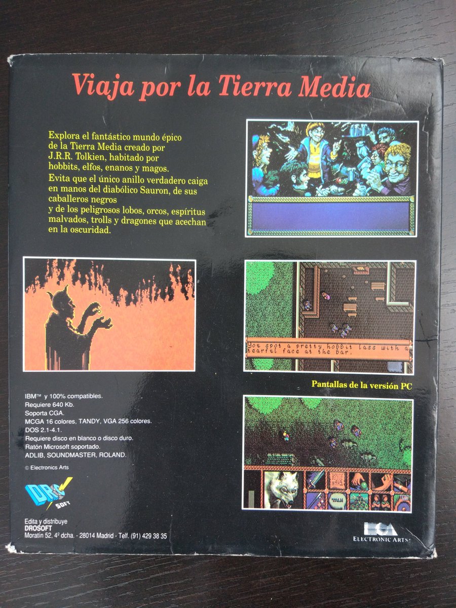 analisium's tweet photo. Al final me he hecho con una copia del juego de #LordOfTheRings de #Interplay en la edición española distribuida por #DroSoft en 1991. Para mí fue un gran juego de rol y estas ediciones en #CajaDeCarton para #PC son todo un lujo!! https://t.co/nStSyexV0F