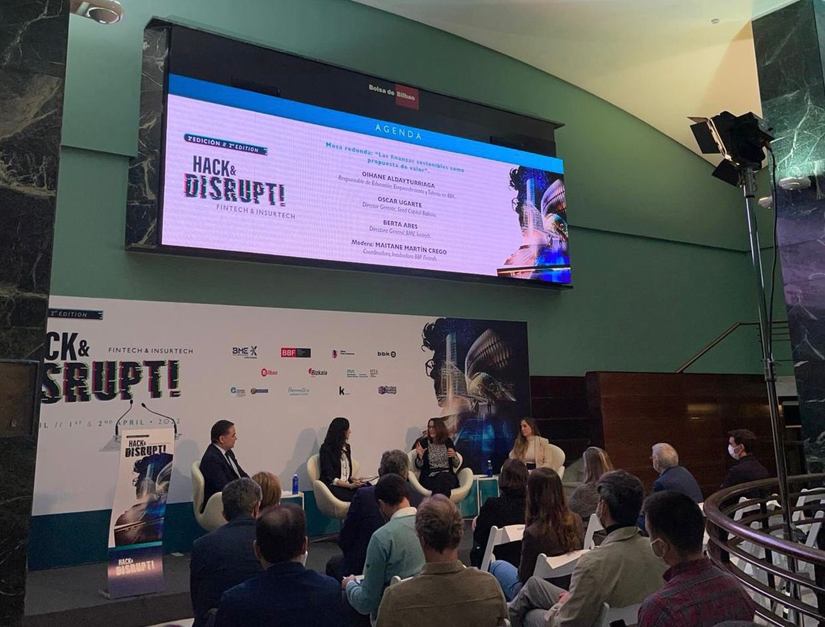 🙌 Empieza la mesa redonda: “Las finanzas sostenibles como propuesta de valor 🙌 

Tenemos como invitados a <a href="/BBK_eus/">BBK Fundación Bancaria</a>, <a href="/SeedCapitalBiz/">Seed Capital Bizkaia</a>, @GrupoBME y <a href="/BbfFintech/">BBF Fintech</a>.