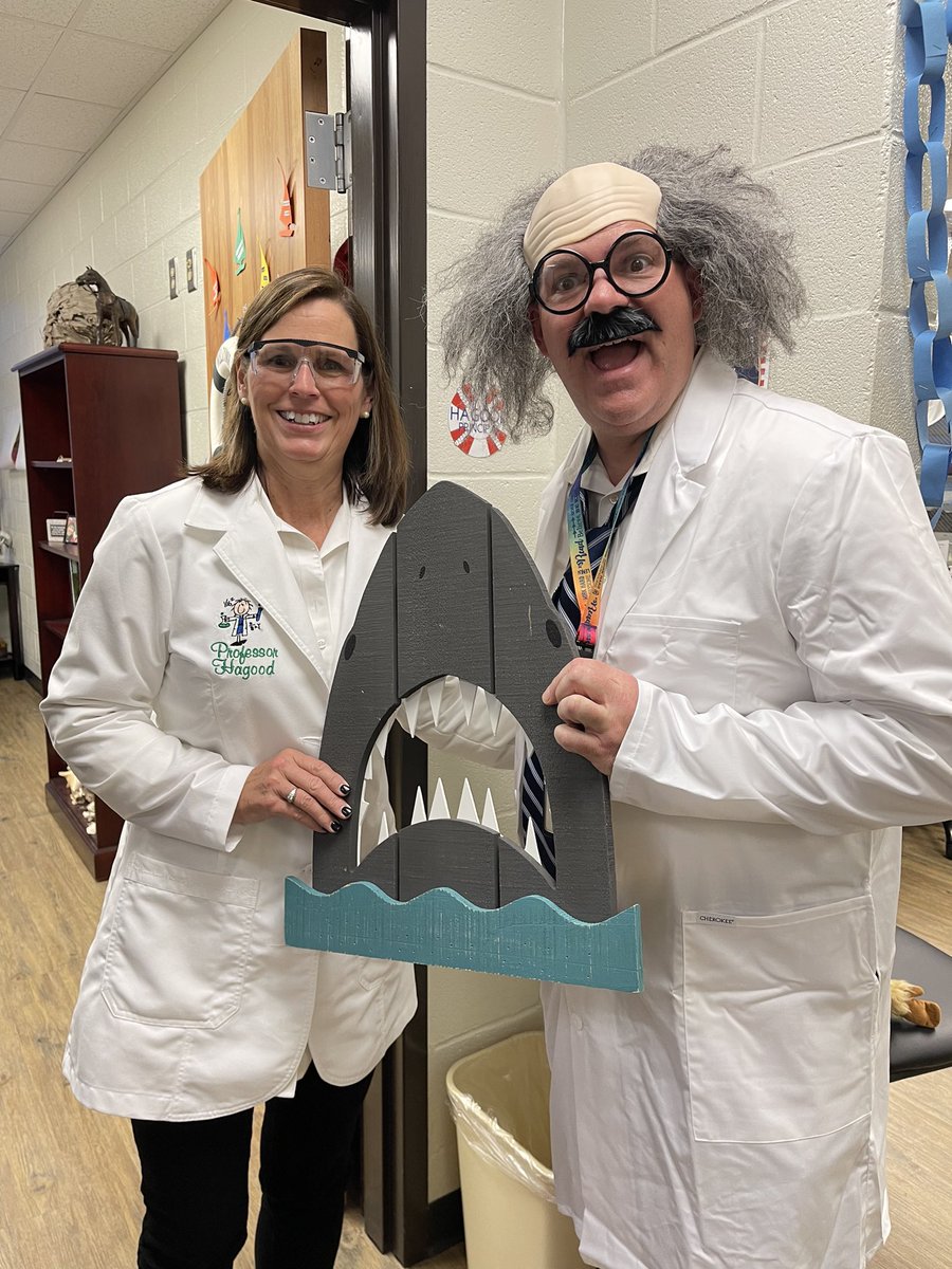 Celebrating STEM night with resident scientists - Principal Hagood and Counselor Bennett #ccsdcares #ccsdfam