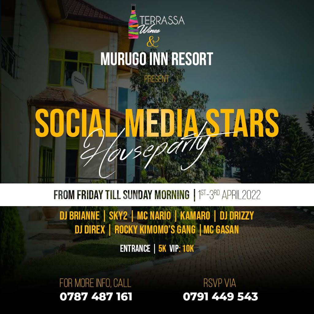 No better way to end the week's blues! It's going down from today till Sunday😎. #MurugoInnRebero is the pin. See you there🥂
#Weekendplot
#Kigalivibes
#Partywithstars