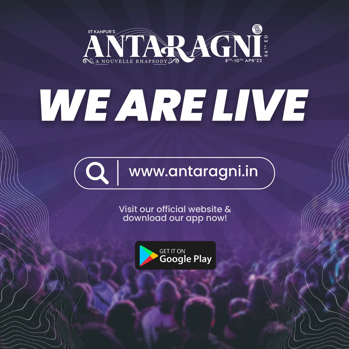 With extreme vehemence and ardor, we are exhilarated to announce that the website of Antaragni is now live at antaragni.in!

#antaragni #wearelive #officialwebsite #collegefest #culturalfestival #iitkanpur #iit #collegefestival #concerts #festival #fest