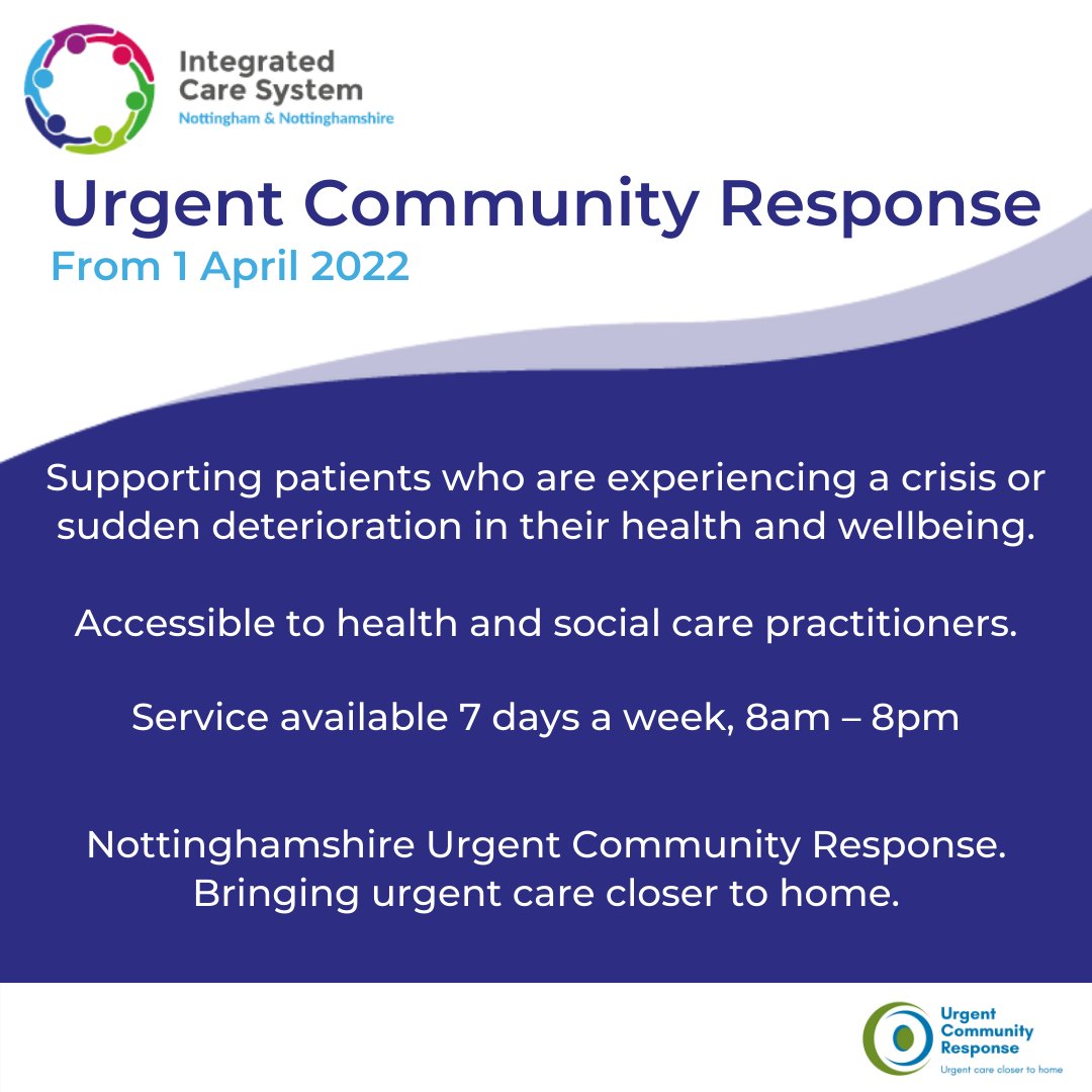 Delighted to launch our Urgent Community Response service today, supporting patients at risk of acute admission due to physical healthcare need. Accessible to health &amp; social care practitioners through a single number, 8am – 8pm, 7 days a week. Read more: bit.ly/35uJWSP