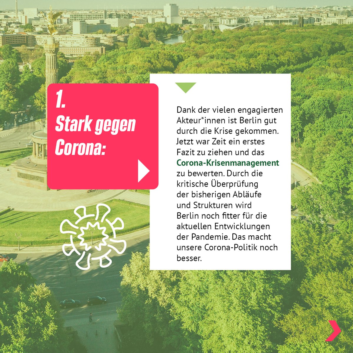 gruene_berlin's tweet image. Unsere drei grünen Senator*innen haben sich ein ambitioniertes #100TageProgramm überlegt. Die Bilanz nach 100 Tagen zeigt: sie haben geliefert! Wir schauen uns heute an, welche Ziele alle erreicht wurden 💪💚
Hier: @SenWGPG 
 und unsere Senatorin Ulrike Gote.
 👇(1/2)