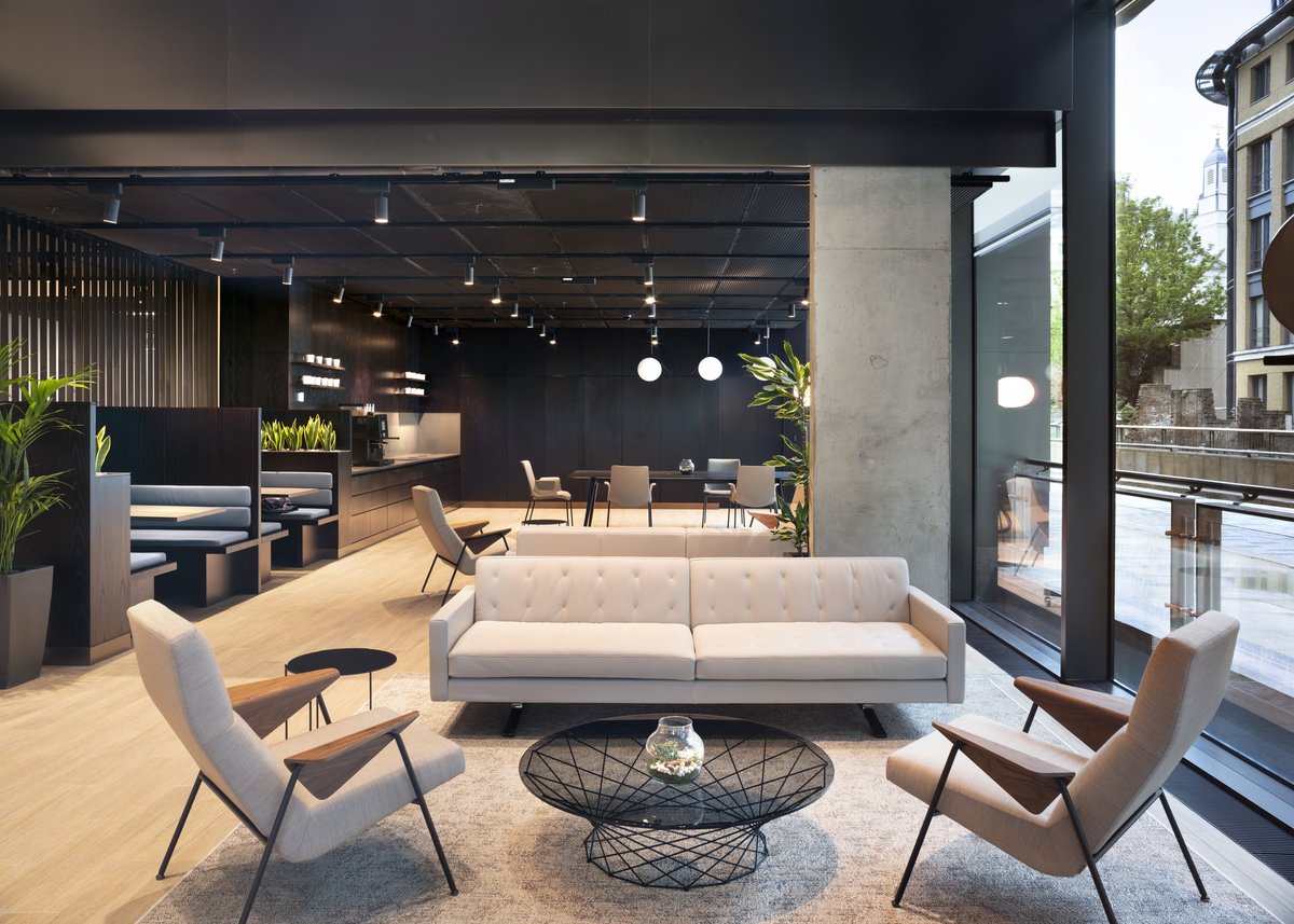 bdp_com's tweet photo. Making a bold statement with the help of sleek mid-century style furniture and plenty of raw materials, the rebranded LDN:W takes an ageing 90's office block and transforms it into a dynamic workplace worth leaving ‘WFH’ for: https://t.co/xxLiItQJtG

#OldBuildingsNewBeginnings https://t.co/UH0TSEgYMq