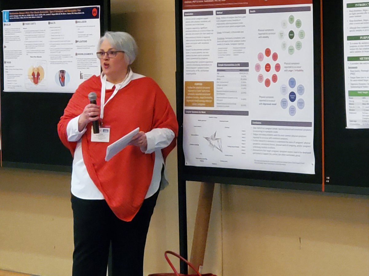 UW_DeanScott's tweet photo. @UWNursing Professor Kris Kwekkeboom presenting her important symptom science research to advance the knowledge needed for cancer caregivers at #MNRS2022. #BNCL. https://t.co/7EJ1vEO8Fp