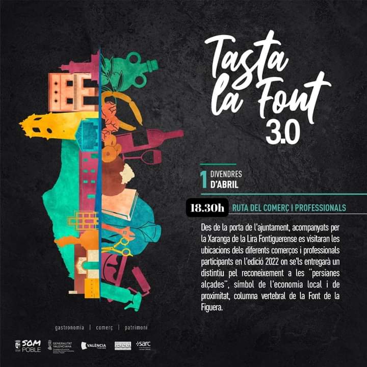 🔊Canvi d'horari de la Ruta del Comerç i Professionals a les 18.30 hores ⤵️

Des de la porta de l'ajuntament i amb la companyia de la Xaranga de la Lira Fontiguerense, visitarem les diverses ubicacions 🙋🏼‍♂️

#TastaLaFont
#LaFontSomInformació
