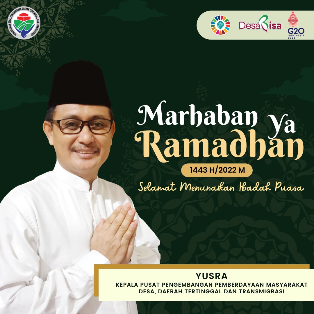 Kapus PPMD Kemendesa PDTT mengucapkan Selamat menunaikan Ibadah Puasa 1443 H, Semoga kita diberikan kesempatan menyempurnakan rangkaian ibadah pada bulan yang penuh berkah ini oleh Allah SWT, Aaamiiin YRA #RamadhanMubarak #PendampingDesa <a href="/jokowi/">Joko Widodo</a> <a href="/halimiskandarnu/">ABDUL HALIM ISKANDAR</a> @yusradaridesa