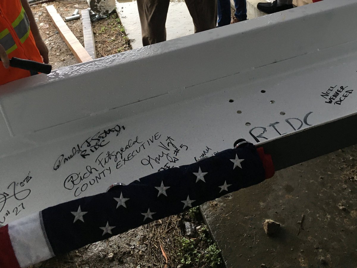 RIDC_SWPA's tweet photo. The final steel beam has been raised into place at #RIDCMill19’s third building! Thank you @ACE_Fitzgerald, @PADCEDnews Acting Secretary Neil Weaver, @CoreyOConnorPGH and our construction team for joining us at our beam signing and placement ceremony yesterday. https://t.co/Ip0zeR384O