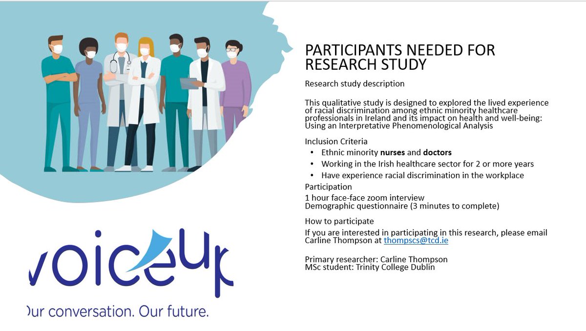 MariaElena_INAR's tweet photo. Carline Thompson, Trinity Masters student, is researching the lived experience of minority ethnic healthcare professionals who have experienced racism and related discrimination.  Please circulate &amp; support this important research by asking participants to contact her directly! https://t.co/dZ5fOrNpYc