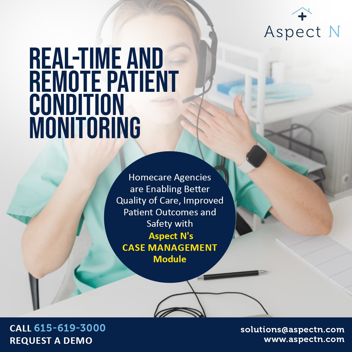 Aspect N’s Home #Healthcare Software helps Home Healthcare Providers track and manage patient case documentation more effectively. 

(615) 619-3000
aspectn.com
solutions@AspectN.com

#AspectN #medical #doctor #nurse #datamanagement #realtimesensing #hospice #noerror