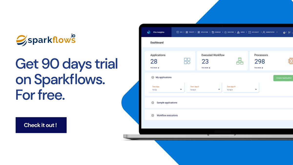 sparkflows's tweet photo. Build best-in-class Machine Learning applications using drag-and-drop processors in #Sparkflows and make data driven decisions in real time. Download a free 90 day trial version to kickstart your journey. https://t.co/kJ8CJmspqL #lowcode #ml #DataScience #mlcode https://t.co/Ad8sZHGQzu