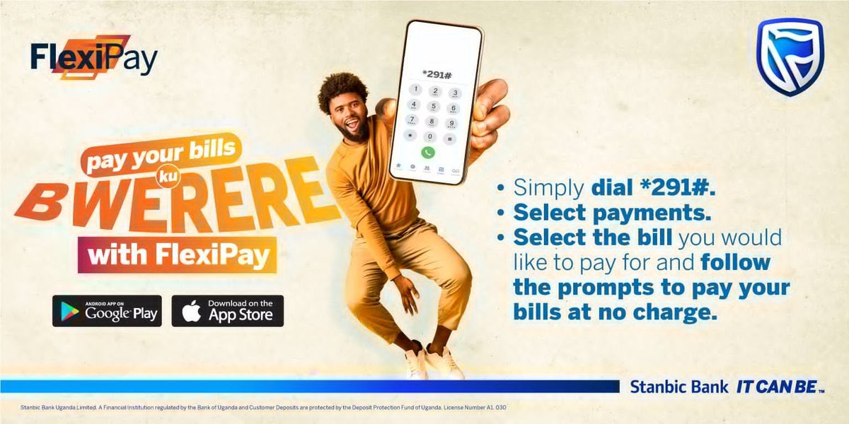 stanbicug's tweet photo. Start April right. Pay all your bills with just one app at no extra charge. Simply download the #FlexiPay app or dial *291# to make this happen.

#LiveFree with #FlexiPay https://t.co/XOom4MDcx8
