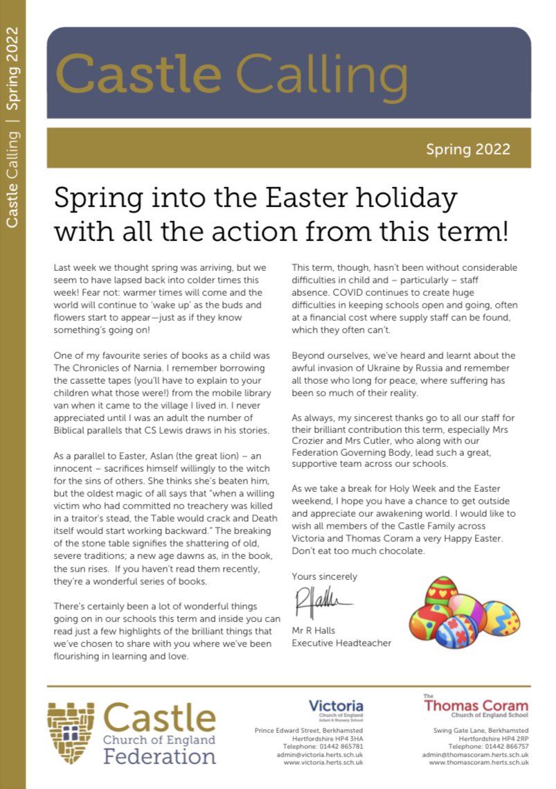 CastleFed's tweet photo. It wouldn’t be the end of term without all the news of what we’ve all been up to! The latest #CastleCalling is now on our website has been emailed to parents.
https://t.co/j6cxuE3VTj https://t.co/XPbrf43u2e