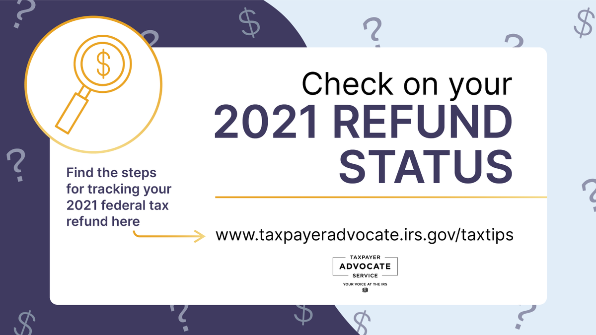 YourVoiceAtIRS's tweet photo. Get steps to help you track your 2021 #IRS federal income tax refund: https://t.co/fBxUPhiIal. https://t.co/M8smd92ypV