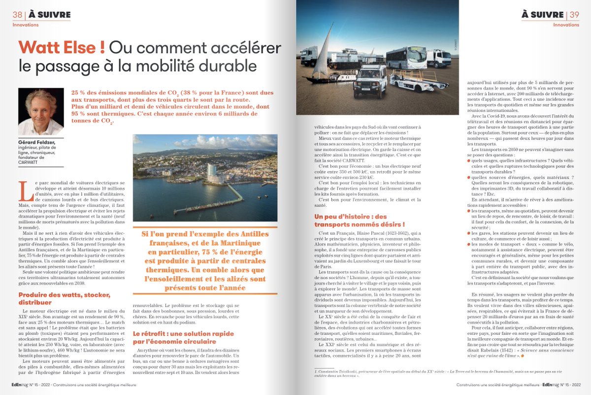 CARWATT_SAS's tweet photo. @feldzer1 en interview dans le Eden Mag de Mars. Il y parle mobilité durable et #retrofit
Magazine gratuit en ligne : https://t.co/wkiCncfIxQ https://t.co/kPMfjXyOto