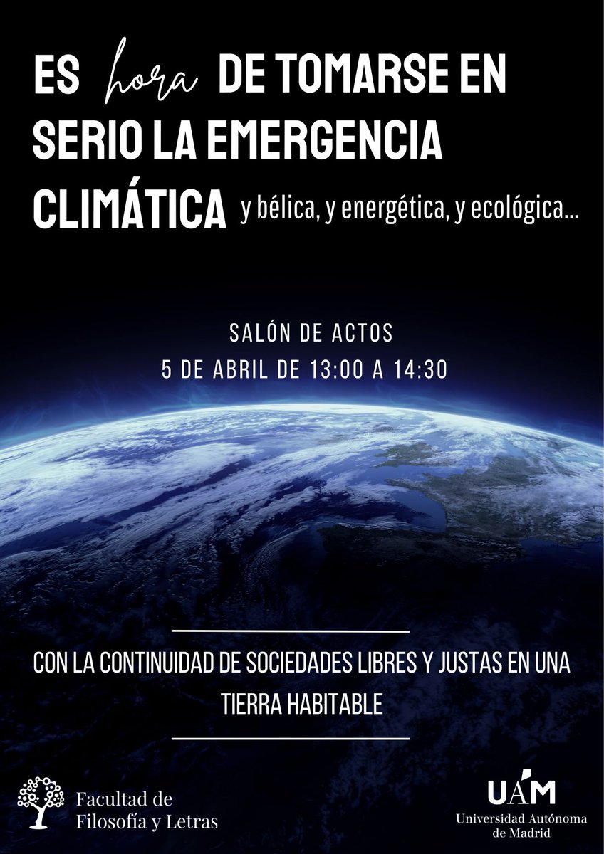 _GREPA's tweet photo. Es hora de tomarse en serio la continuidad de sociedades libres y justas en una tierra habitable UAM 5 de abril 2022. Apoyamos. https://t.co/fof99XscFM