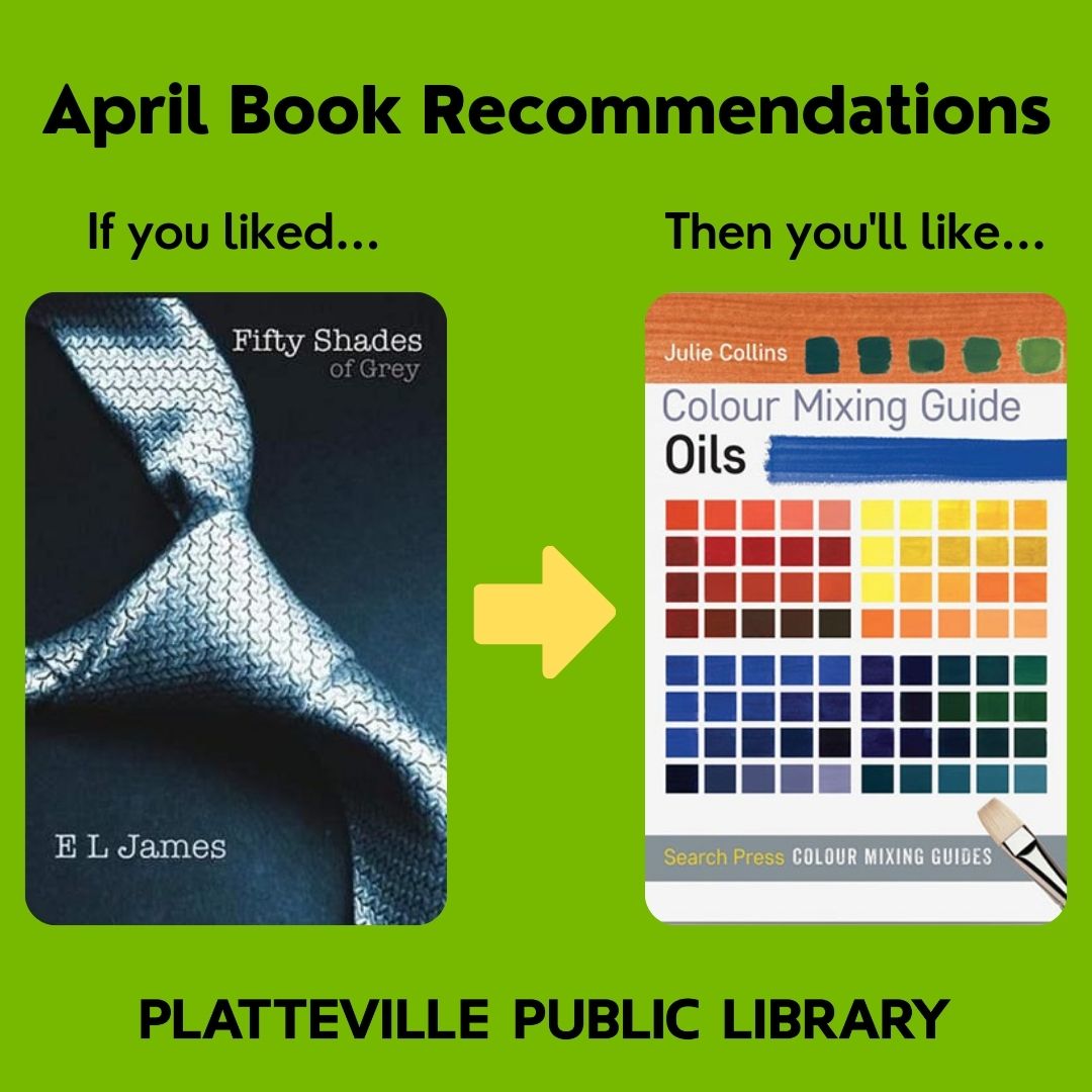PlattevillePL's tweet photo. Our staff specializes in providing the perfect book for each and every one of our patrons. To celebrate the first day of April, we're sharing some of our best book recommendations to help you find a new favorite! #LibraryLife https://t.co/mUbkziHurB