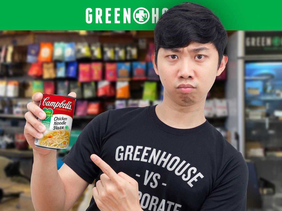 We’re proud to introduce our Greenhouse family to Campbell’s new line of infused soups! 4 classic flavors available:
Chicken Noodle Haze Hybrid
Bubba Kush Beef and Country Vegetables Indica
Green Crack Chipotle Chowder Sativa
and AB-CBD Alphabet Soup