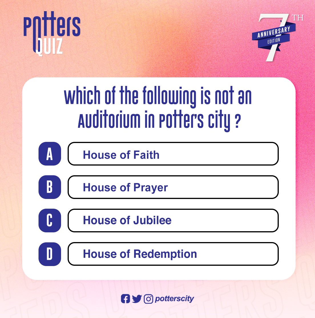 PottersCity's tweet photo. POTTERS TRIVIA!!!!!!!
Anniversary Edition.
Question 3.
#PottersTrivia
#Potterscity https://t.co/6PbPsh7Pnd