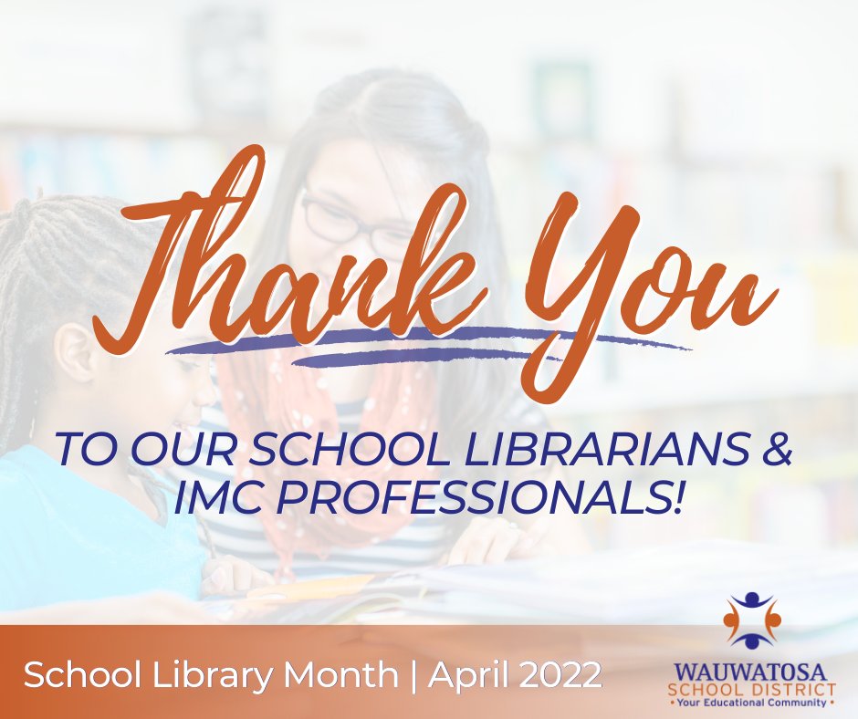 In April, we’re celebrating School Library Month! 📚 We thank our librarians, elementary library media coordinator, library media specialists, library assistants &amp; library educational assistants for all they do. #TosaProud